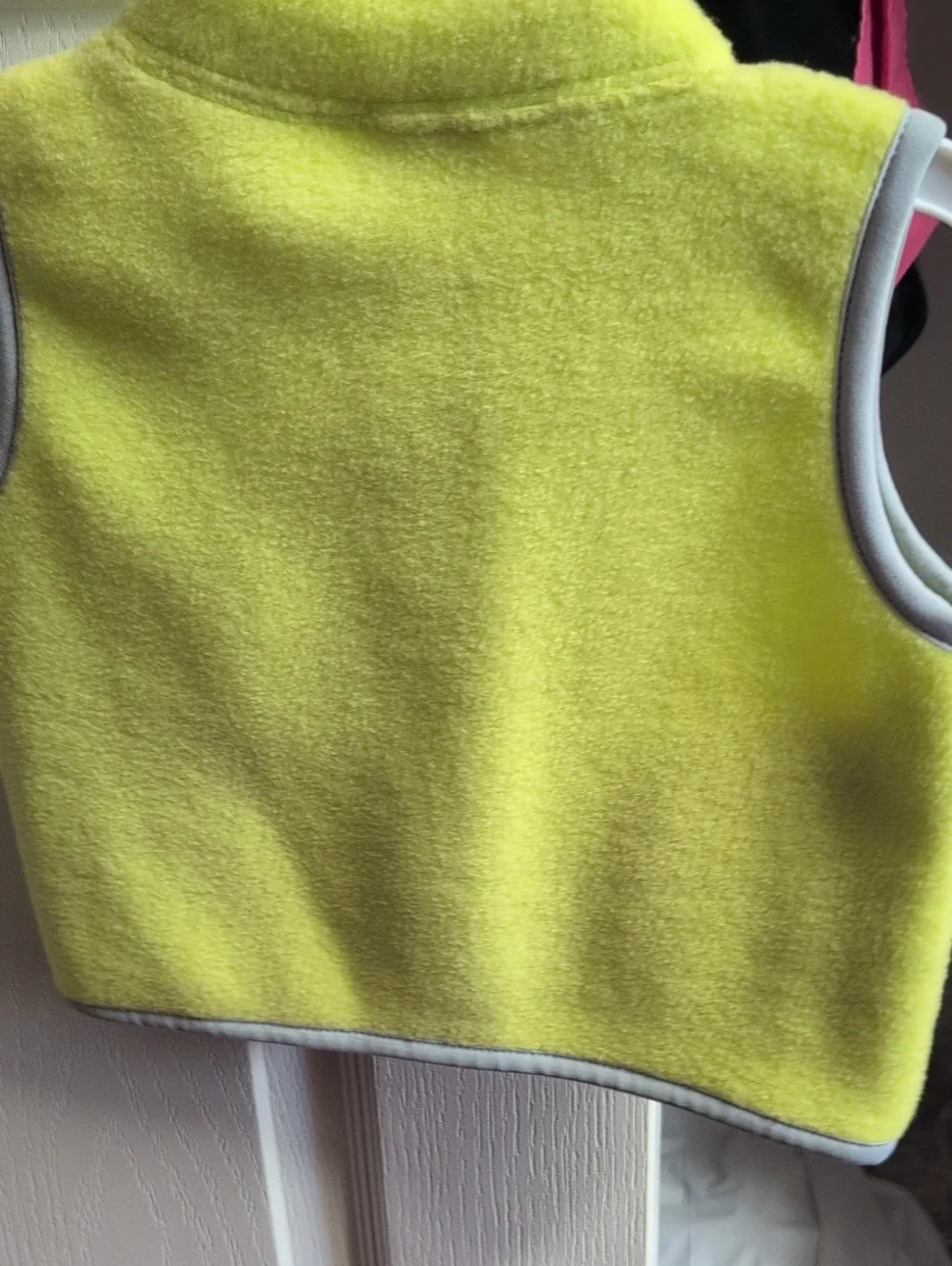 Old Navy Kids Neon Yellow Fleece Vest with Gray Trim 6-12 Months